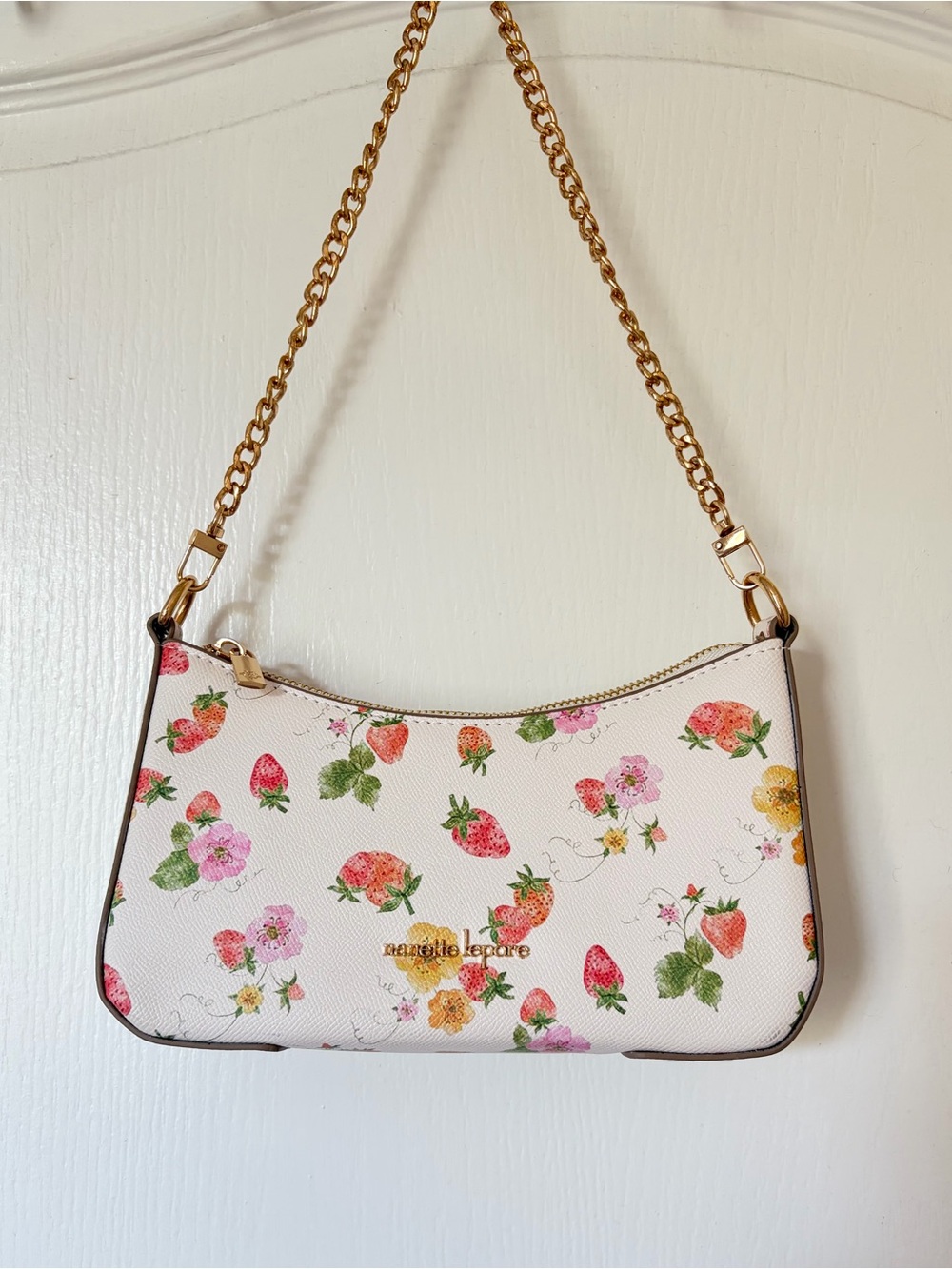 Nanette Lepore White Strawberry & Floral Mini Shoulder Bag